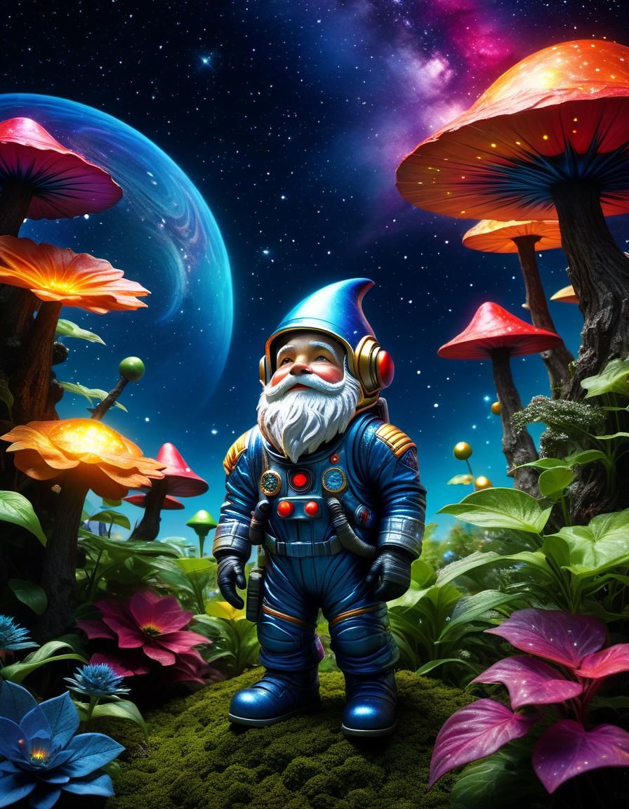 Gnome Astronaut on Alien Planet in Digital Art