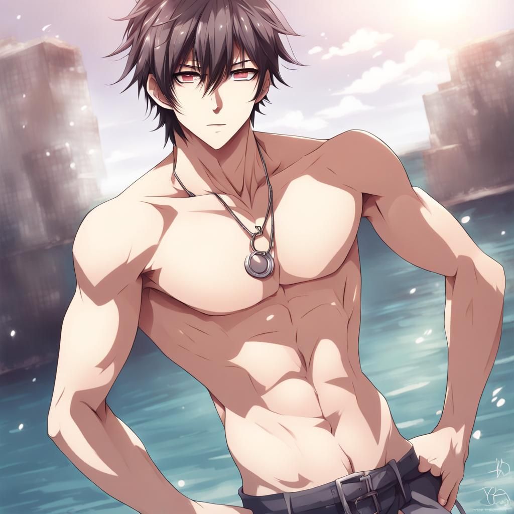Hot Anime Boy Shirtless: Key Visual Art