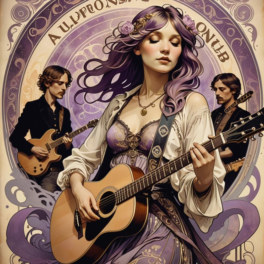 Art Nouveau Inspired Grunge Band Poster