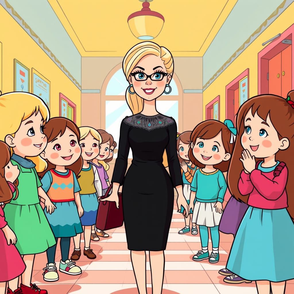 Teacher Tina Traetta Celebrated by Students in Cartoon Style