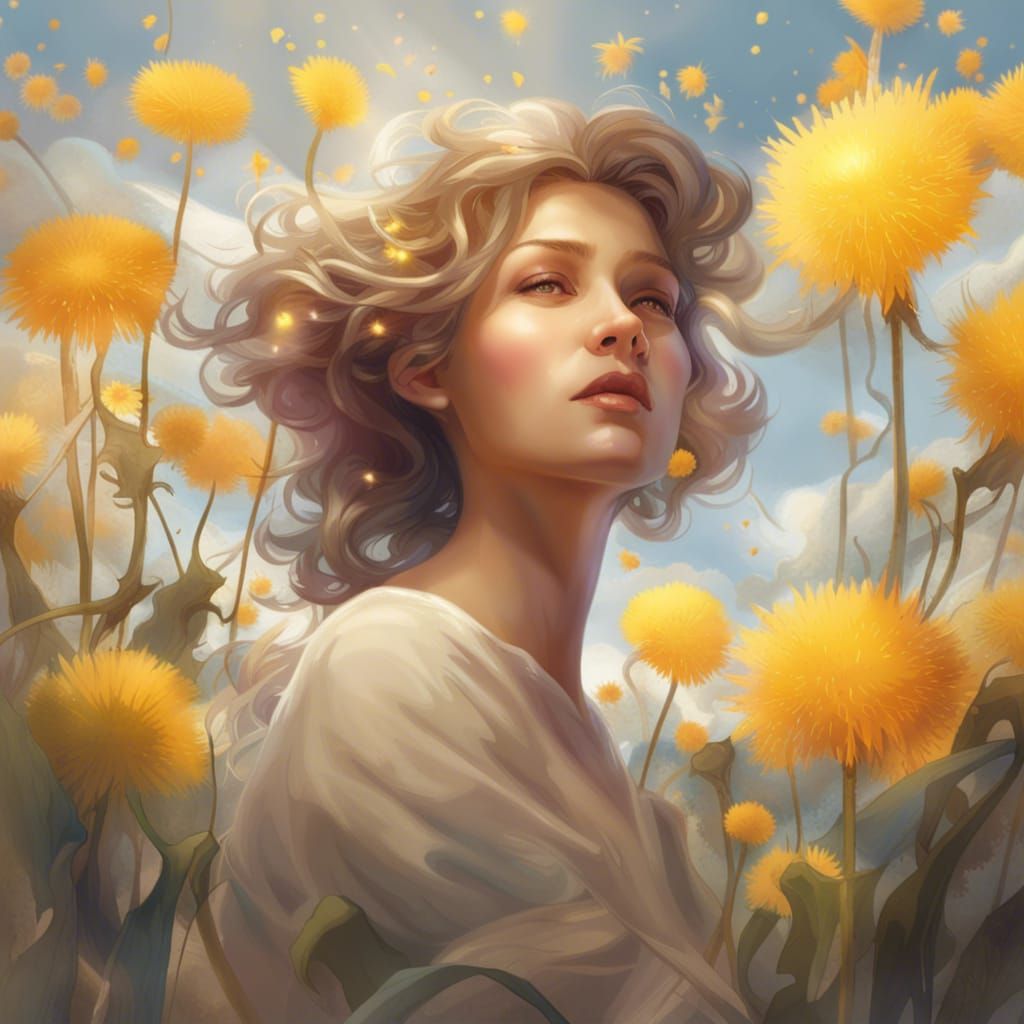 The field of dandelions