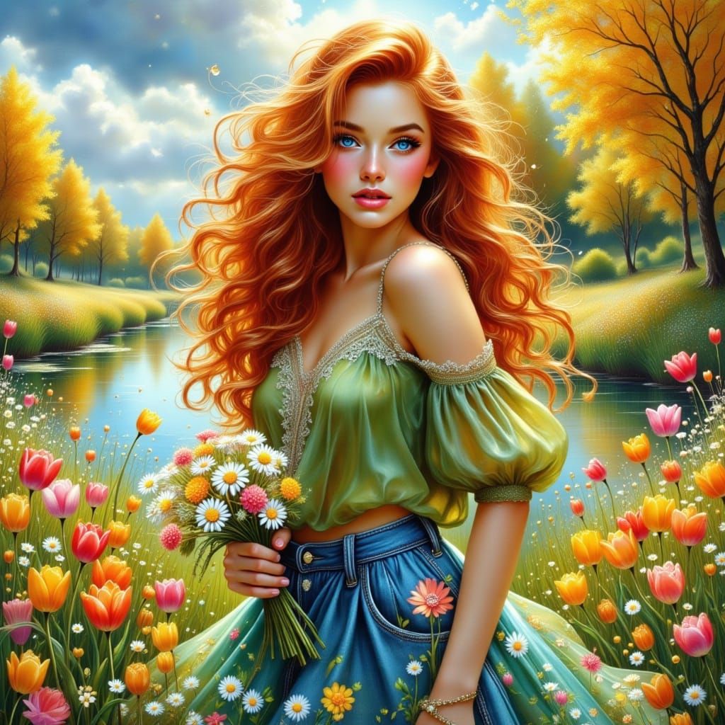 Ethereal Beauty in a Vibrant Spring Meadow