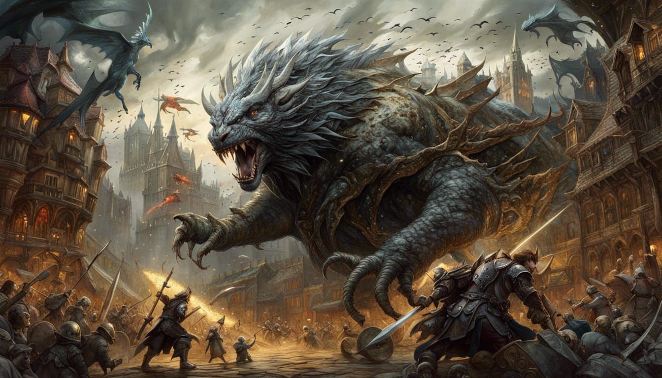 Epic Battle Between Noise Monsters: Fantasy Digital Art