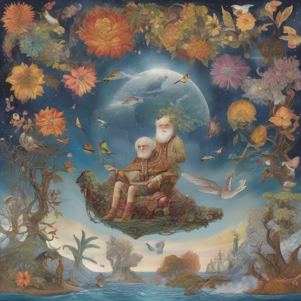 Surreal Tea Party on Floating Island