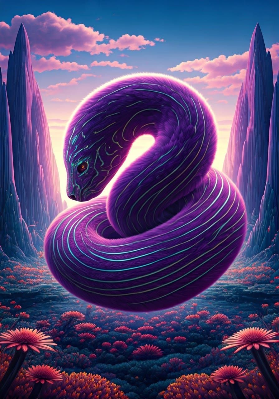 Iridescent Alien Being in Surreal Landscape