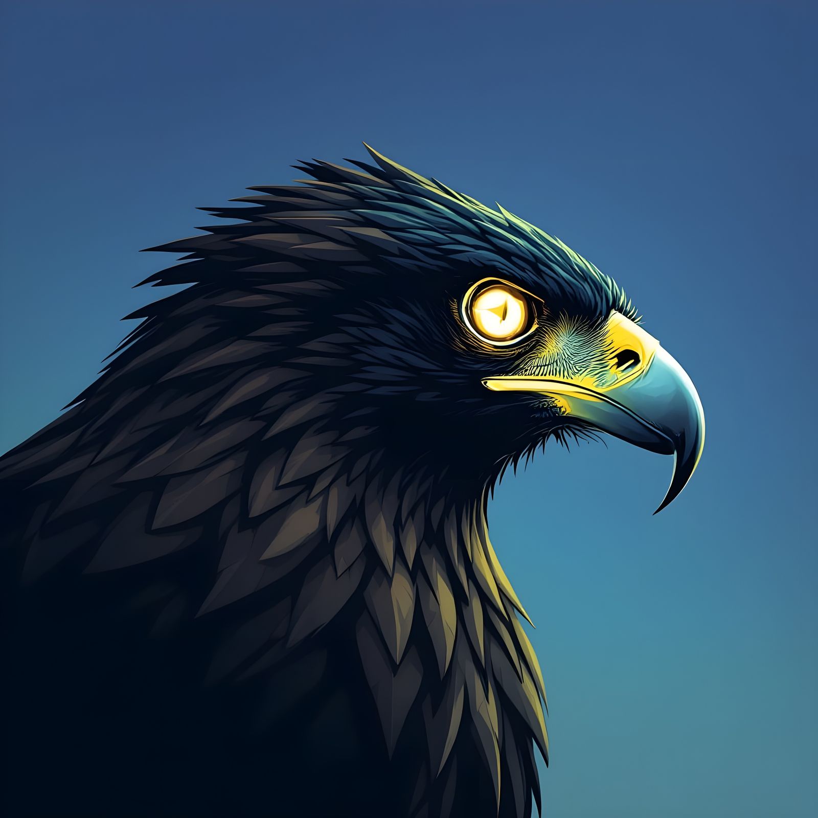 Regal Hawk with Glowing Yellow Eyes