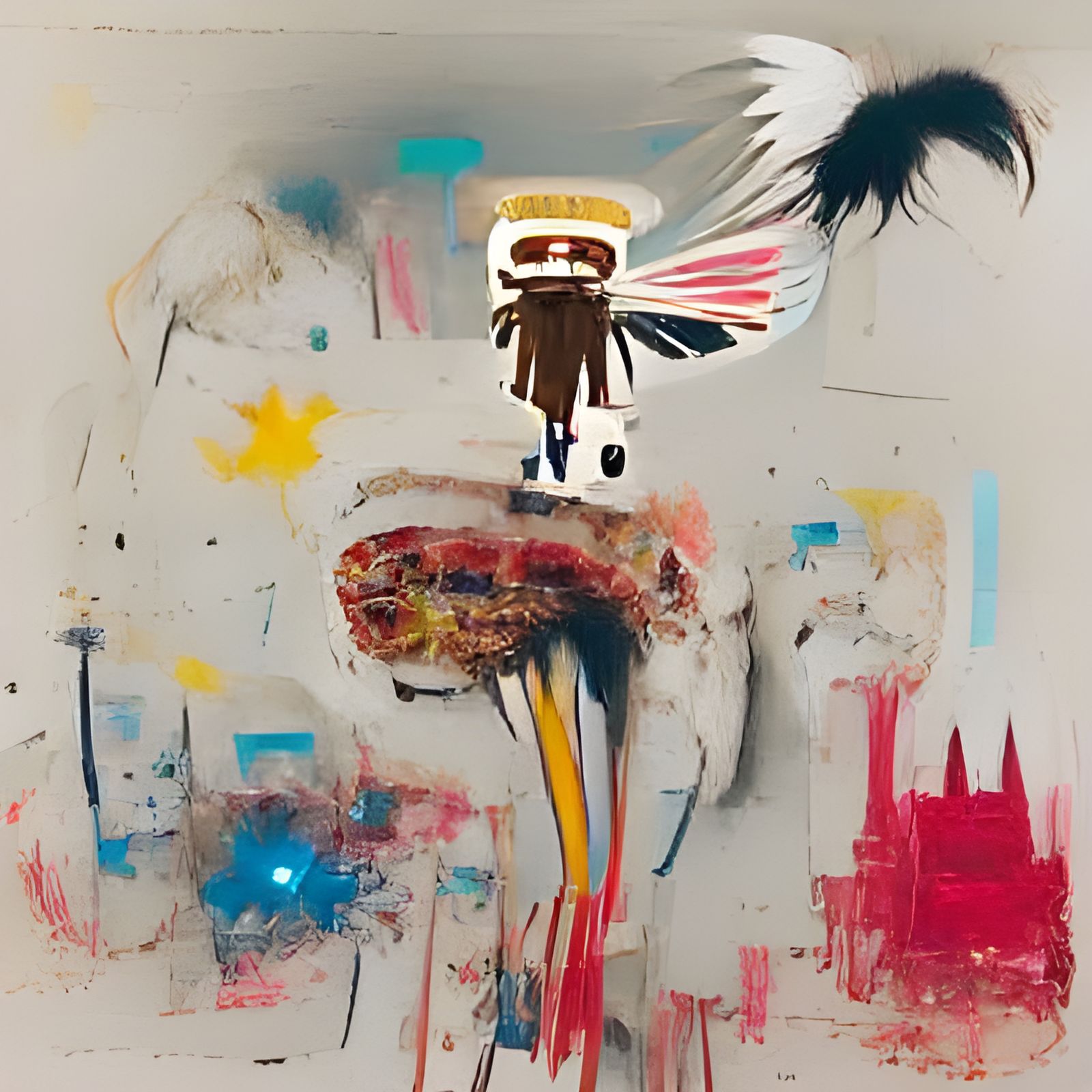 Kanye West with Wings in Basquiat-Murakami Style