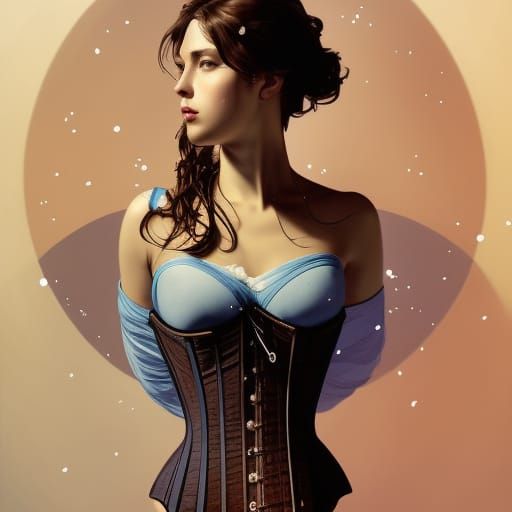 Celestial Beauty in Corset: Hyperdetailed Portrait