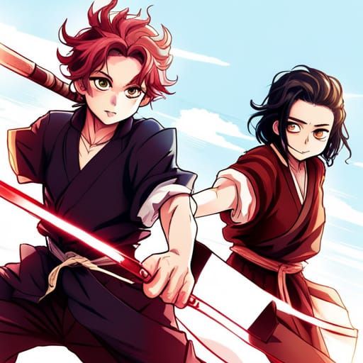 Uppermoon Demon vs Tanjiro in Anime Style