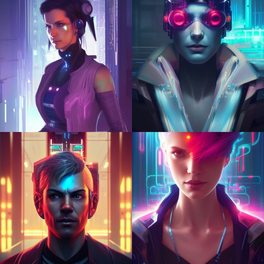 Cyberpunk Netrunner Portrait in Hyperdetailed Style