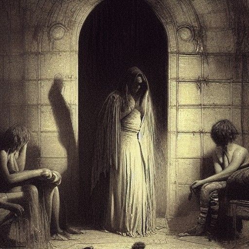 Grieving Mother: A Horror Engraving