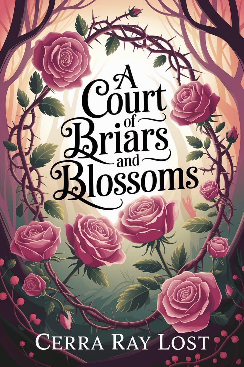 Fantasy Book Cover with Briars and Blossoms