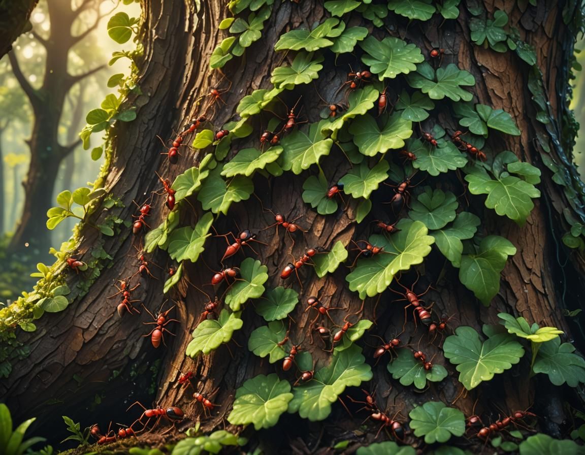 Ants Climb a Giant Tree: Macro Concept Art