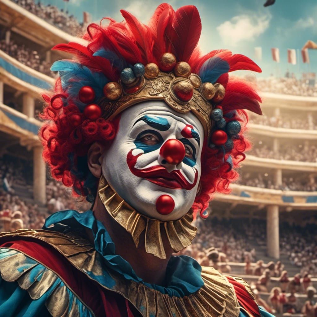 A clown at the amphitheater