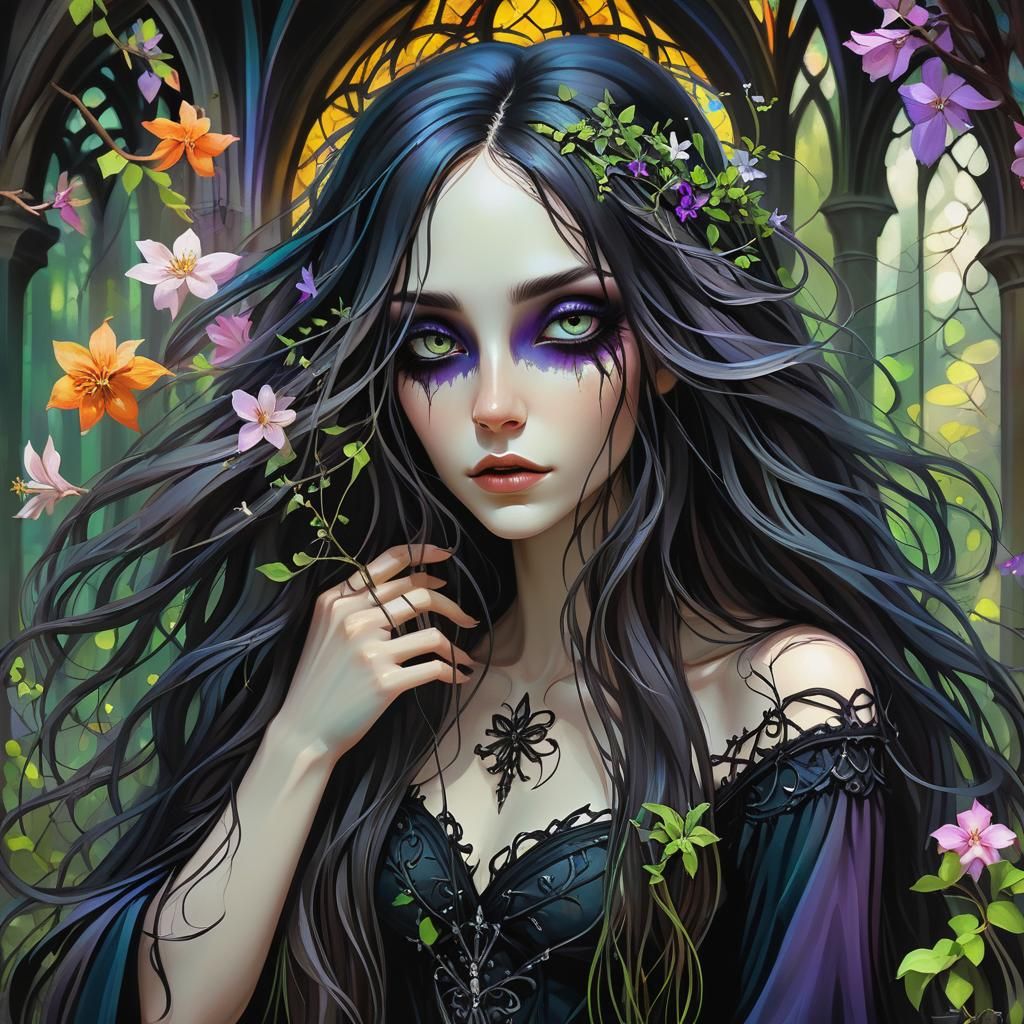 Gothic Beauty in a Burton-esque Fairy Forest