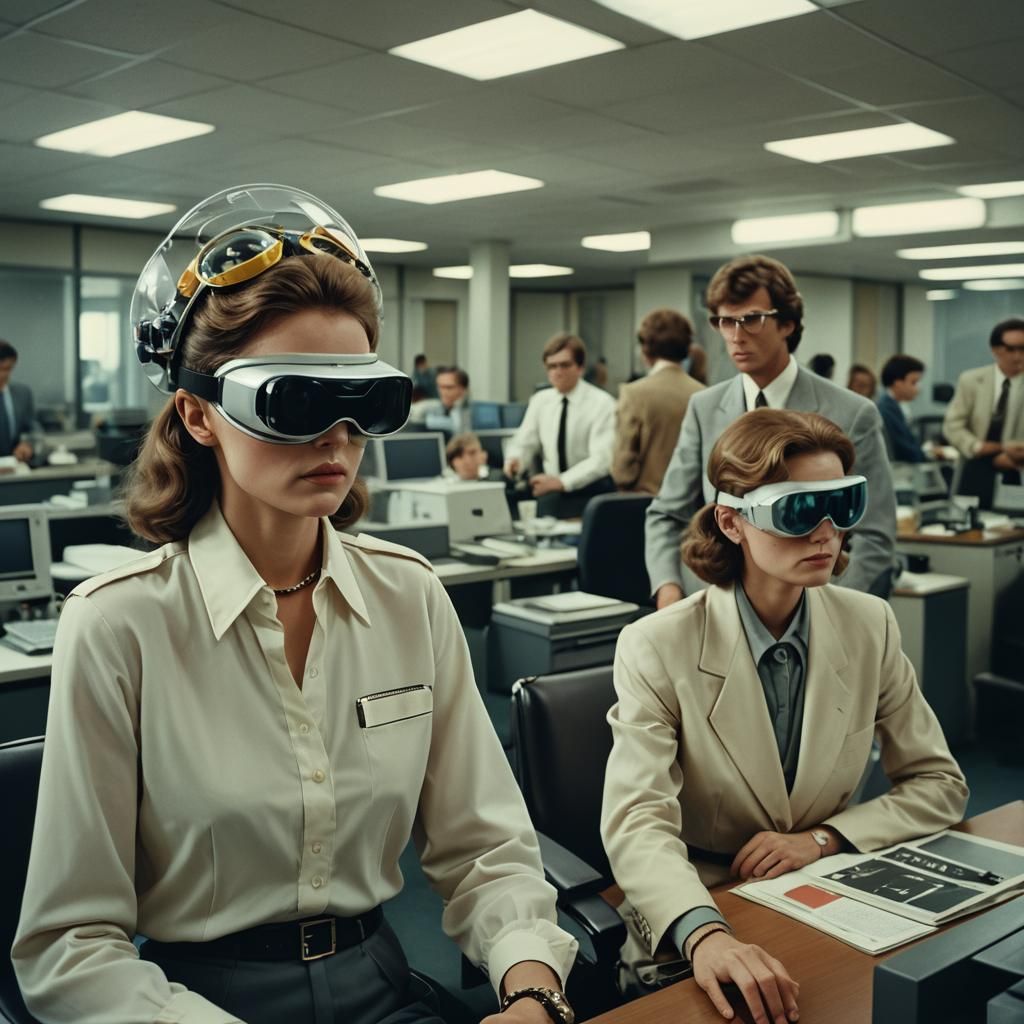 Futuristic Office Life in 1980s Style