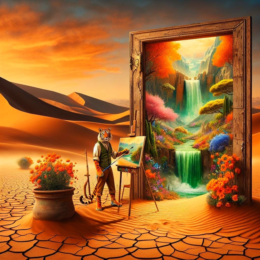 Tiger Painter Creates Desert Oasis