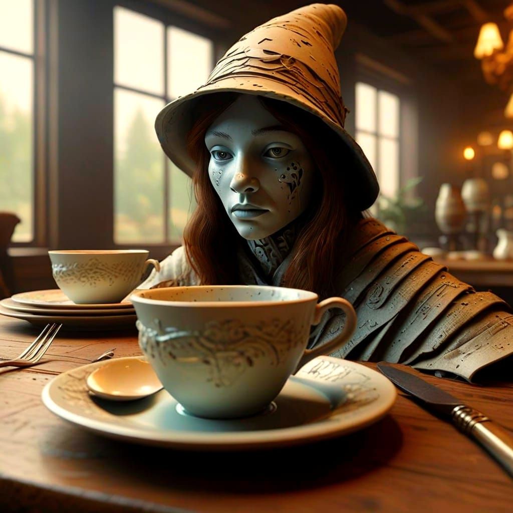 Melancholic clay woman