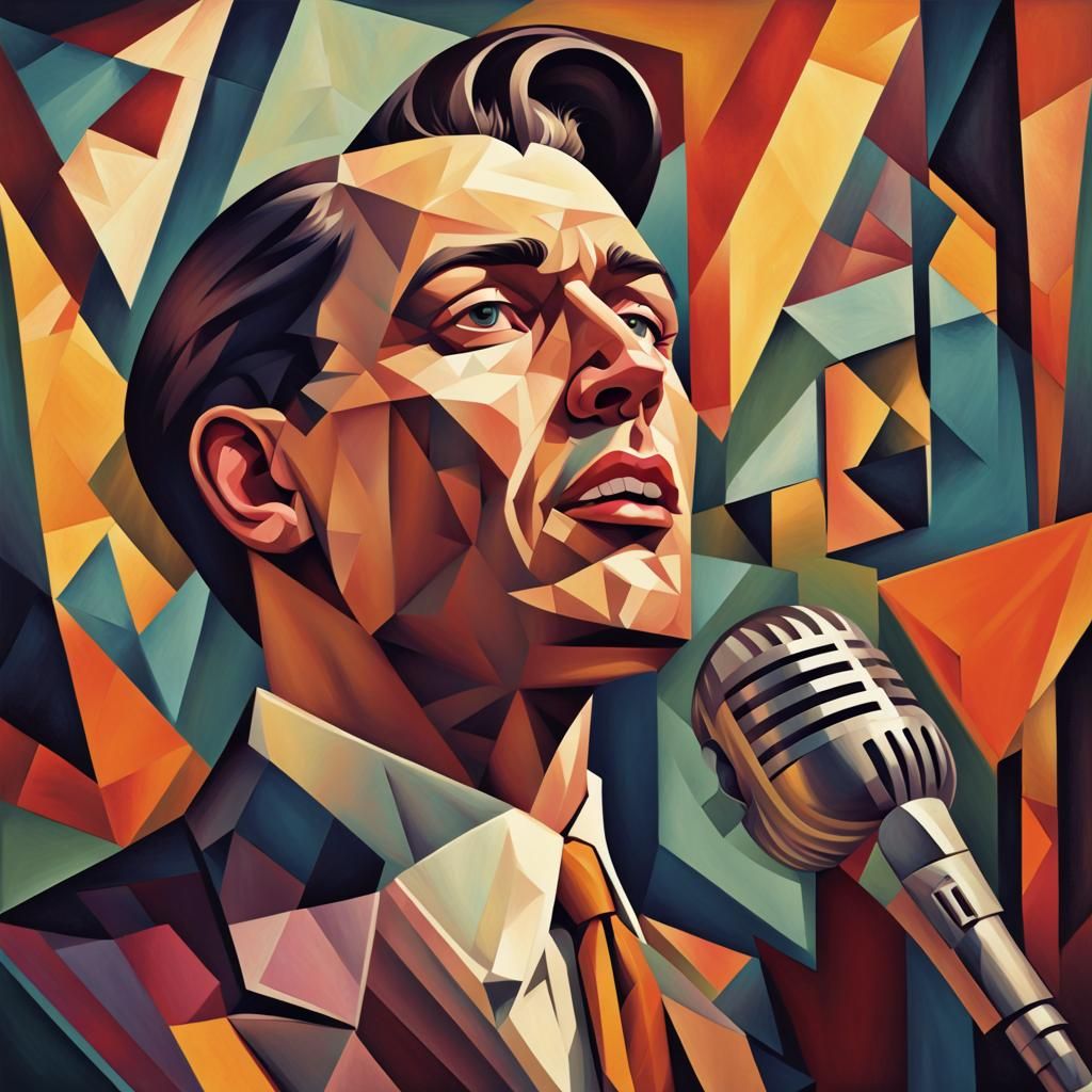 1950s Singer in Cubist Art Deco Style