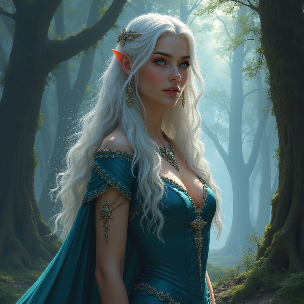 Ethereal Elven Queen in Mystical Forest