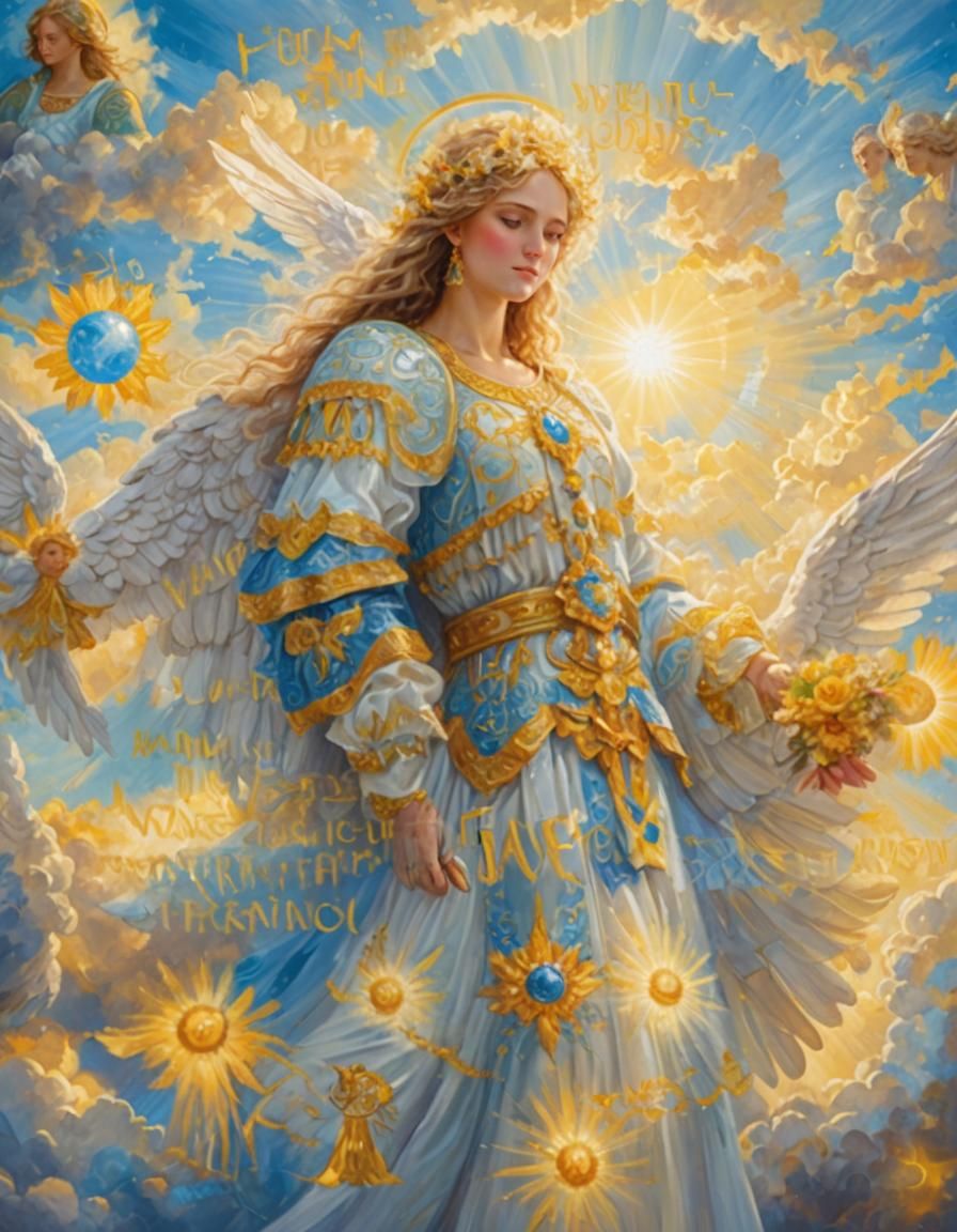 Majestic Ukrainian Angel in Heavenly Light Fantasy Art