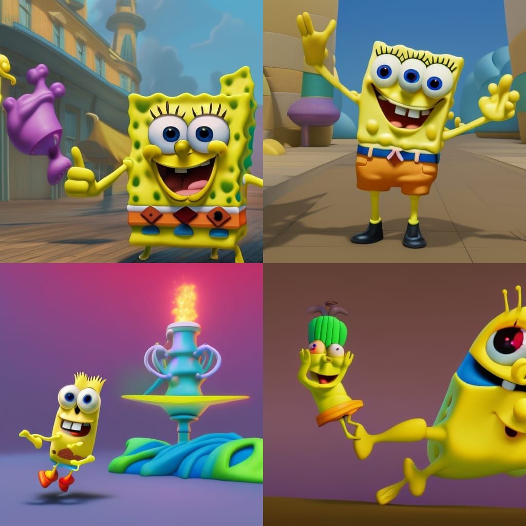 SpongeBob as Pixar-Style 3D Digital Art