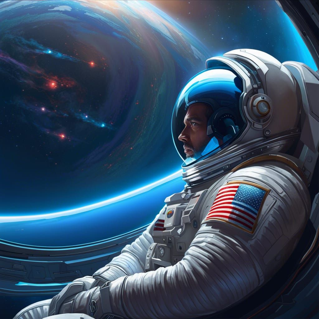 Major Tom's Solitude: A Space Portrait in Art Nouveau Style