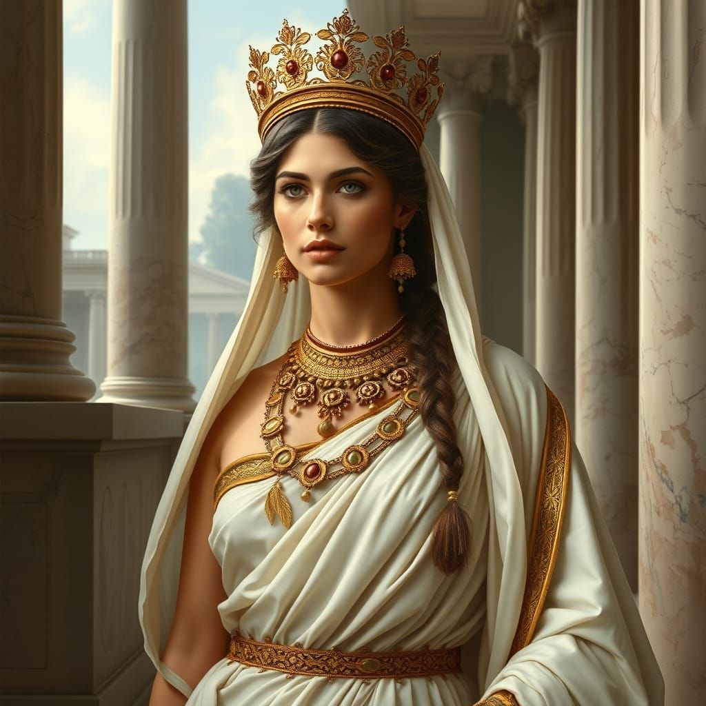 Ancient Macedonian Queen in Golden Splendor