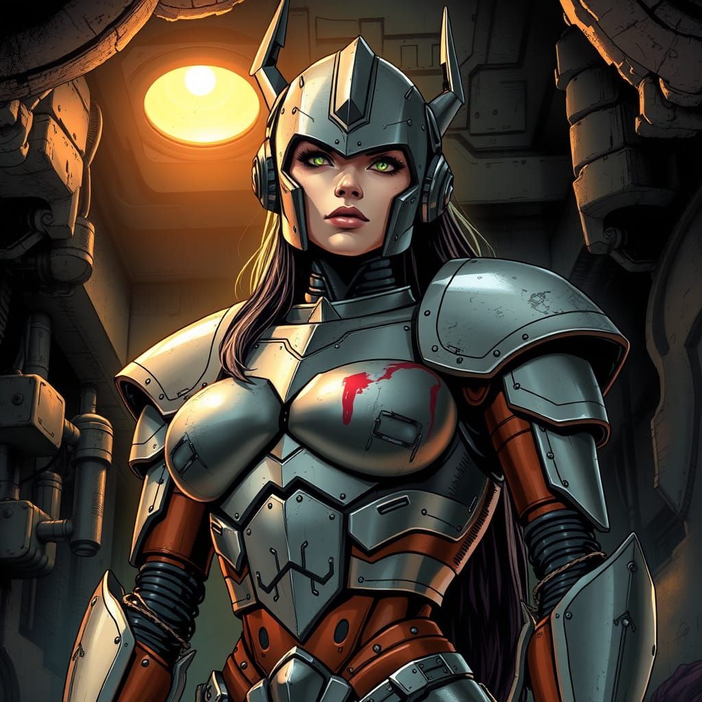 Robot She-Ra in Underground Lab, Comic Book Art