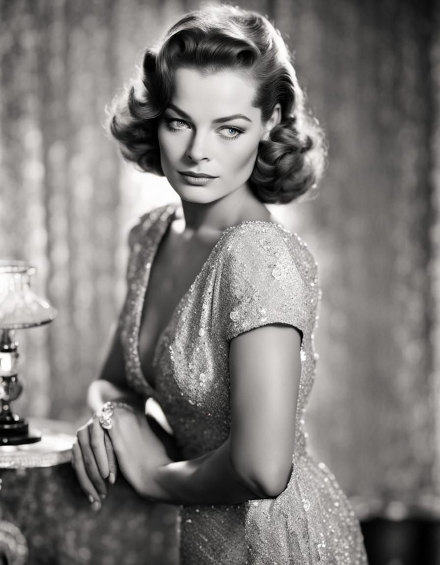 Vintage Hollywood Starlet in Elegant Black and White