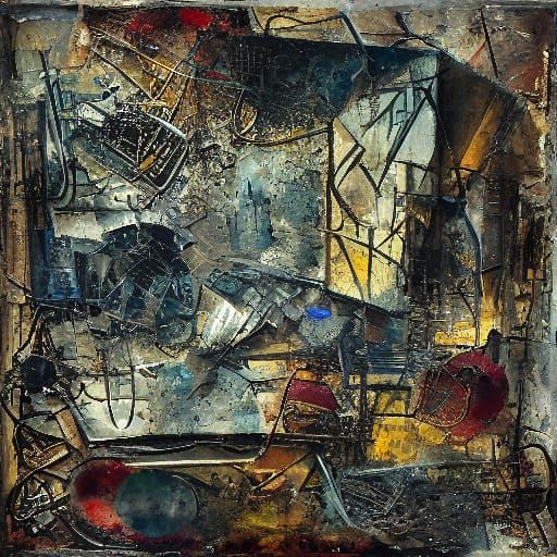 Surreal Figure in Distressed Environment