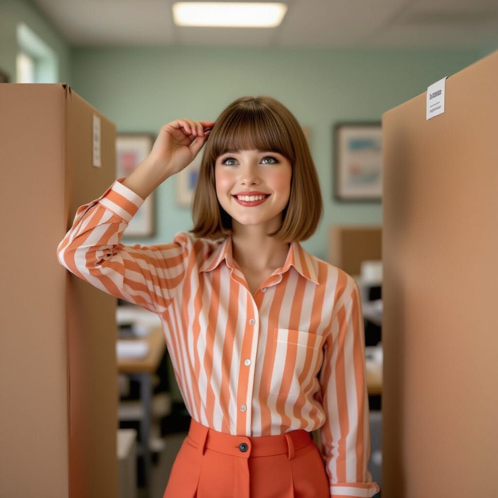 Charming French Girl Portrait in Wes Anderson Style