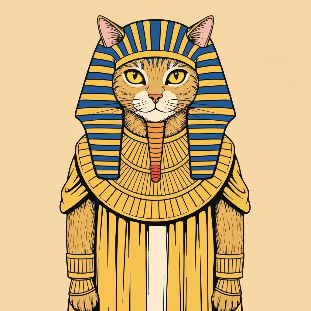 Pharaoh Cat in Tenniel Style Illustration