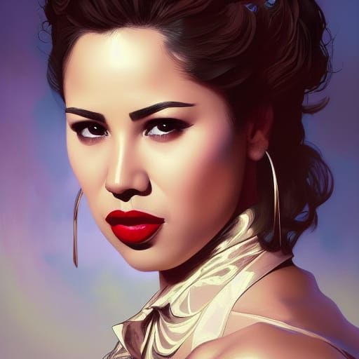 Selena Quintanilla Portrait in Art Nouveau Style