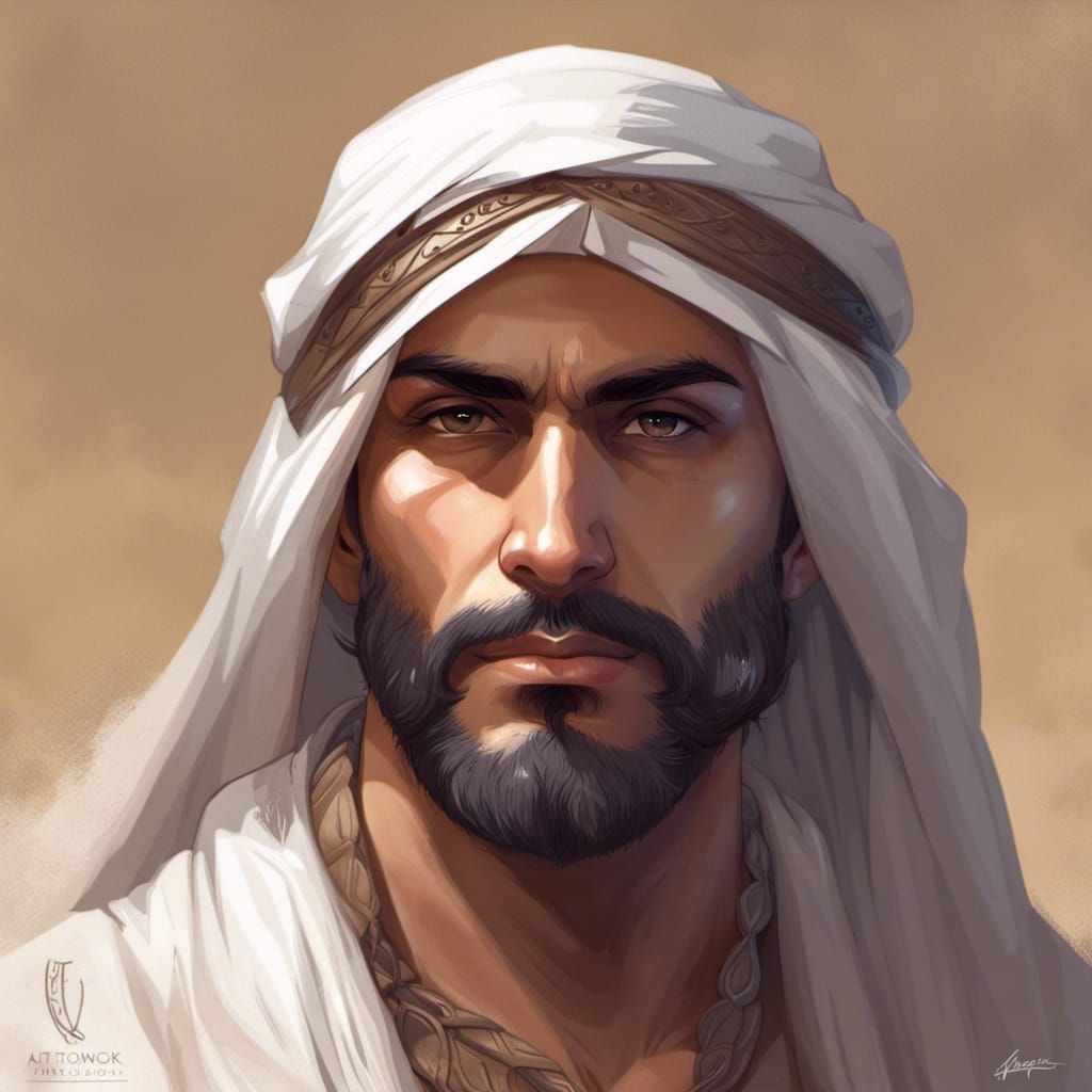 Handsome Arab Man Portrait in Hyperdetailed Digital Art