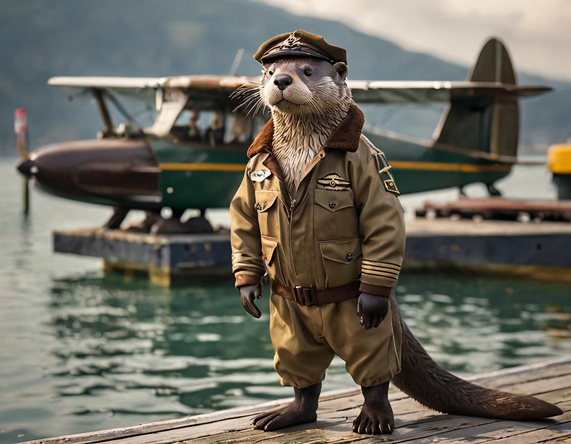 Otter Pilot and Seaplane on Lake Jetty