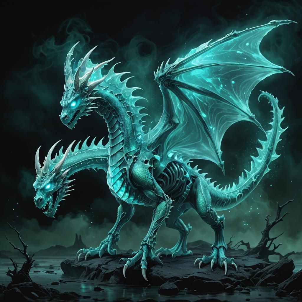 Undead Dragon in a Dark Fantasy Illustration