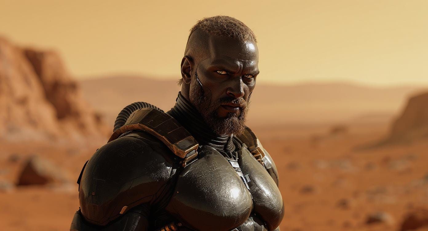 Martian Sci-Fi Man in Metallic Outfit