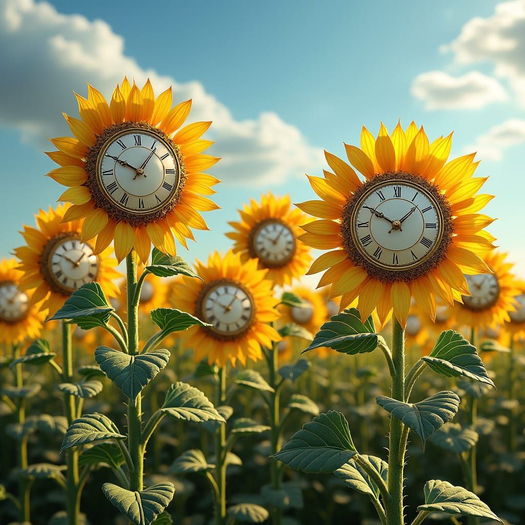 Surreal Sunflower Field in Hyper-Realistic Style