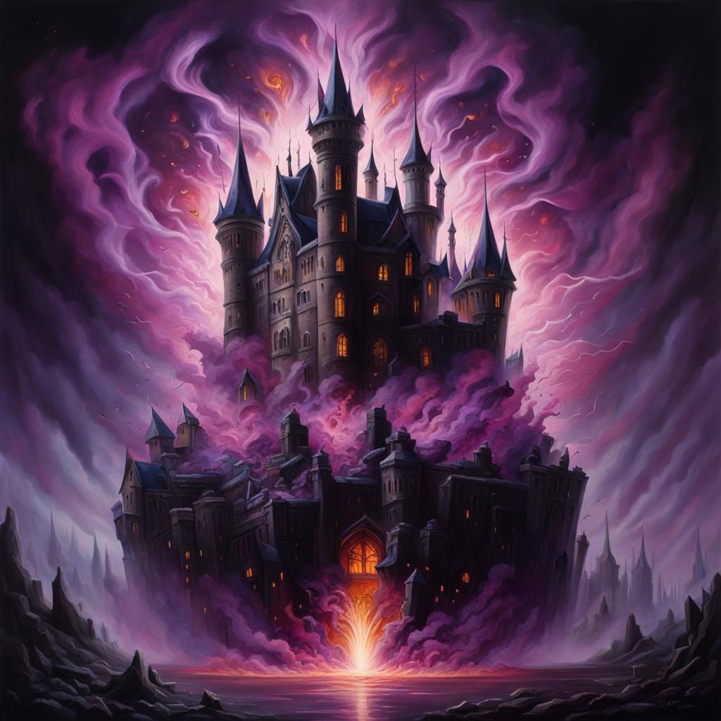 Exploding Crystal Apple: Gothic Surrealism in Vivid Colors