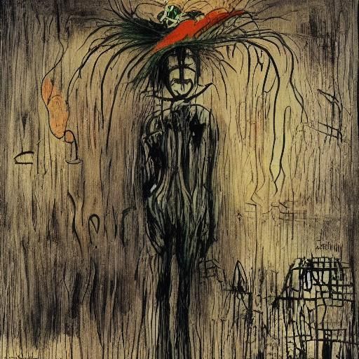 Horrific Scarecrow in Surrealist Horror Style