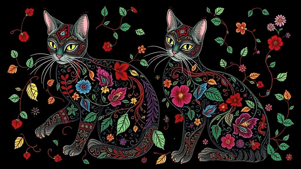 Medieval Cat in Illuminated Manuscript Style