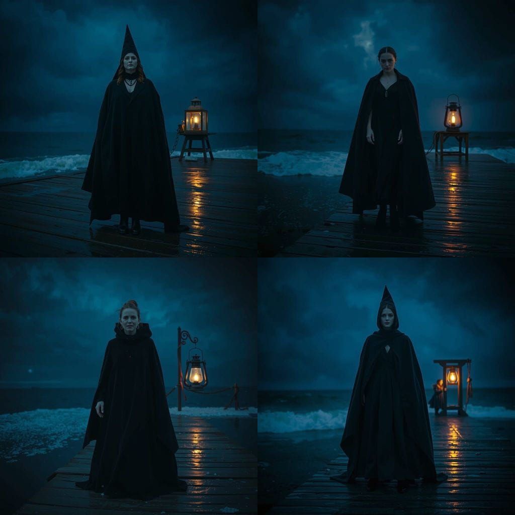 Sea Witch on Dock in Film Noir Style