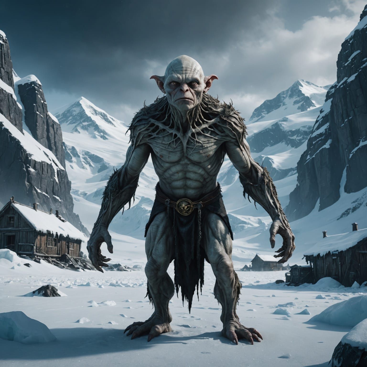 Icy Antarctic Golem: Detailed Matte Painting