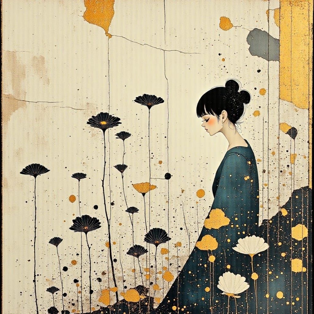 Painterly Bouquet of Wildflowers in Impasto Style