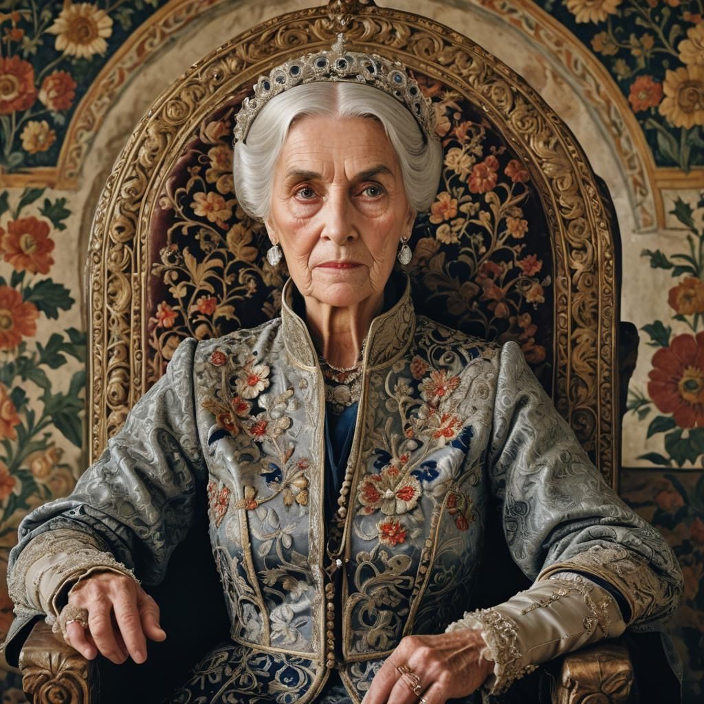 Medieval Portrait of Italian Noblewoman in Regal Attire