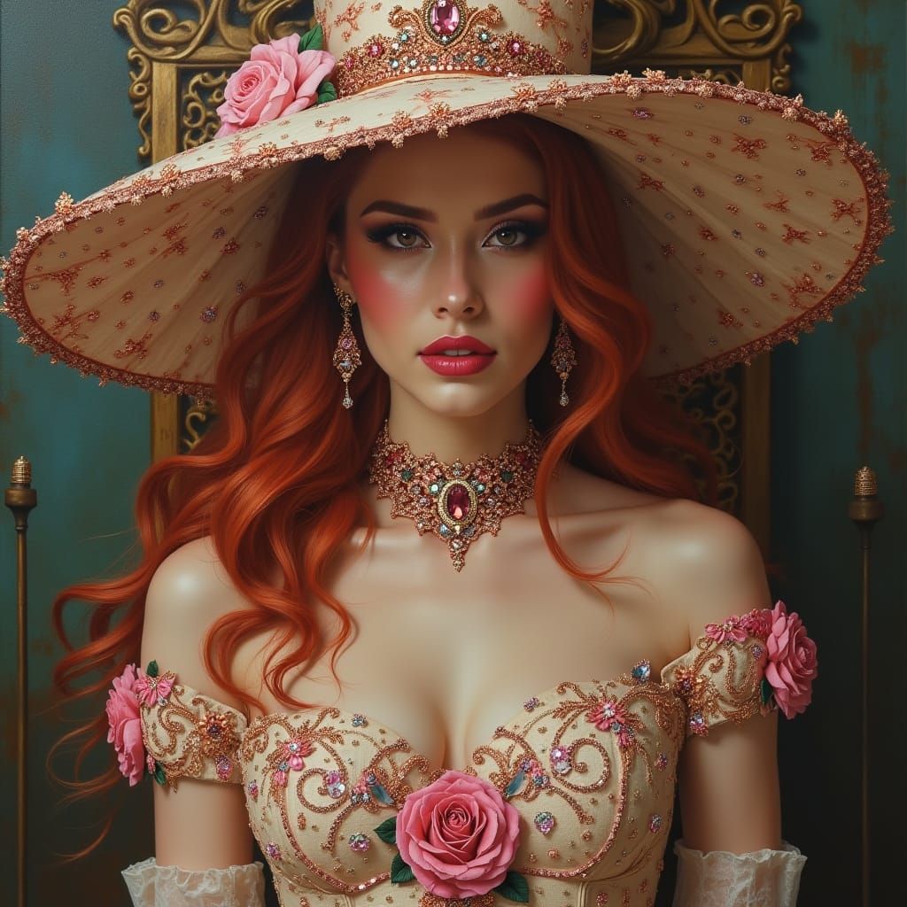 Enchanted Witch Portrait in Acrylic Painting Style