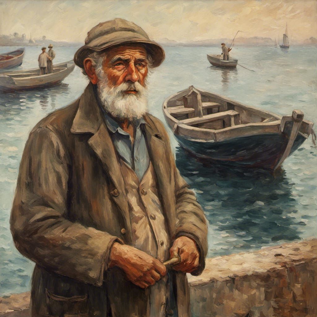 Italian Fisherman: Neo-Impressionist Dockside Portrait