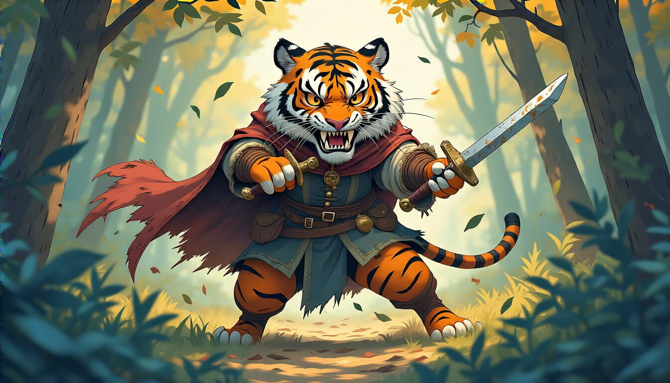 Renaissance Saber-Toothed Tiger Cartoon