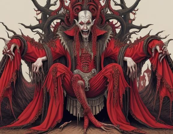 Grotesque Circus Freak King in Dark Fantasy Style